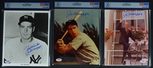 Lot of 3 Different Joe DiMaggio Signed 8x10 Photos ALL PSA 10s